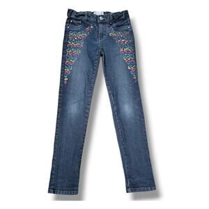 Piper Girls Blue Denim Jeans with Rainbow Heart Embellishments – Size 14